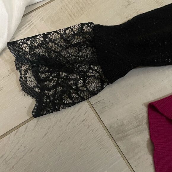 Custom Size Small Magenta + Black Michael Kors Split Back Sweater - Picture 3 of 4